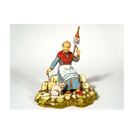 Women's occupations, 4 figures - spinner, 10 cm - Landi Moranduzzo figurines