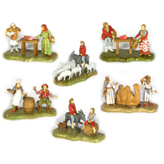 Groups of 6 figures, 6 cm - Landi Moranduzzo figurines