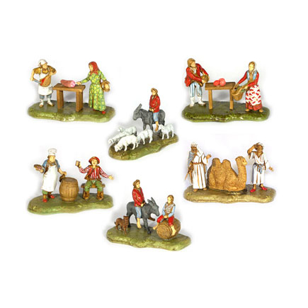 Groups of 6 figures, 6 cm - Landi Moranduzzo figurines