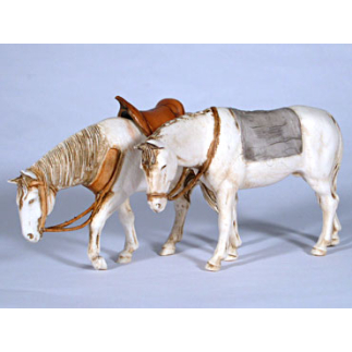 2 assorted 10 cm horses - Landi Moranduzzo figurines