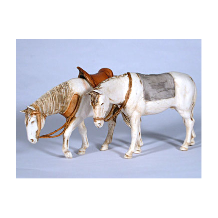 2 assorted 10 cm horses - Landi Moranduzzo figurines