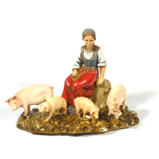 Woman with pigs, 10 cm - Landi Moranduzzo figurines
