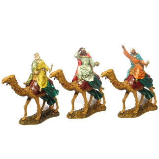 Three Wise Men on camel, 12 cm - Landi Moranduzzo figurines
