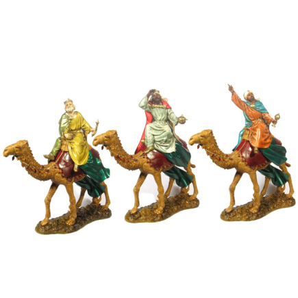 Three Wise Men on camel, 12 cm - Landi Moranduzzo figurines
