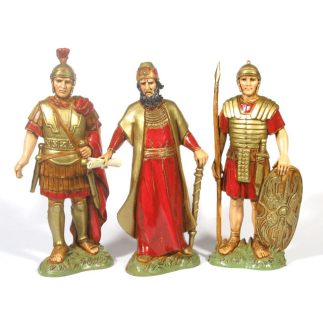 Hero and 2 soldiers, 12 cm - Landi Moranduzzo figurines