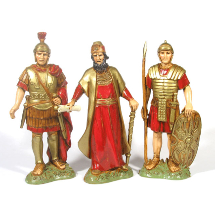 Hero and 2 soldiers, 12 cm - Landi Moranduzzo figurines