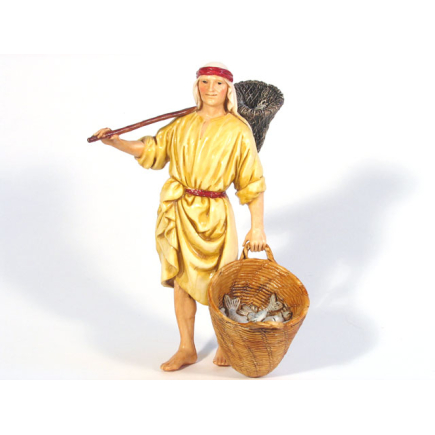 Fisherman with basket 13 cm - Landi Moranduzzo figurines