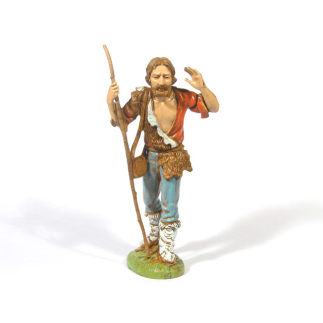 6 figures - Shepherd with staff, 12 cm - Landi Moranduzzo figurines