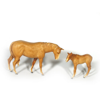 Horse and foal 8 cm - Landi Moranduzzo figurines