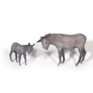 Donkey and little donkey, 8 cm - Landi Moranduzzo figurines