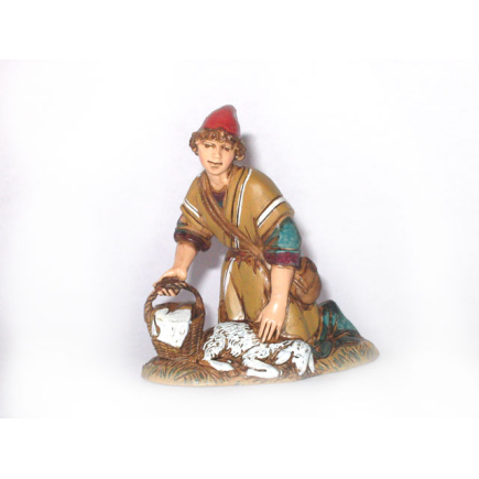 Kneeling man with basket, 10 cm - Landi Moranduzzo figurines