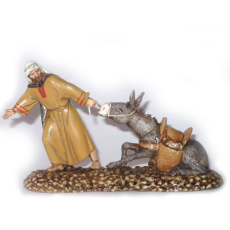 Man with donkey group, 10 cm - Landi Moranduzzo figurines