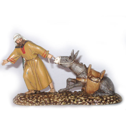 Man with donkey group, 10 cm - Landi Moranduzzo figurines