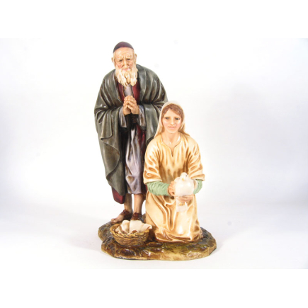 Old man and young girl, 20 cm - Landi Moranduzzo figurines