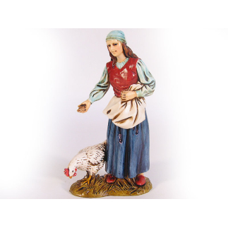 Woman with hen, 12 cm - Landi Moranduzzo figurines
