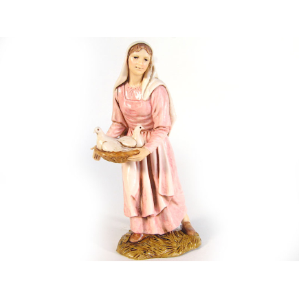 Woman with basket of doves - Shepherds, 6 figures, 12 cm - Landi Moranduzzo figurines