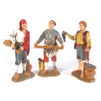 3 Neapolitan figures, 12 cm - Landi Moranduzzo figurines