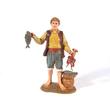 3 Neapolitan figures - 12 cm fishmonger - Landi Moranduzzo figurines