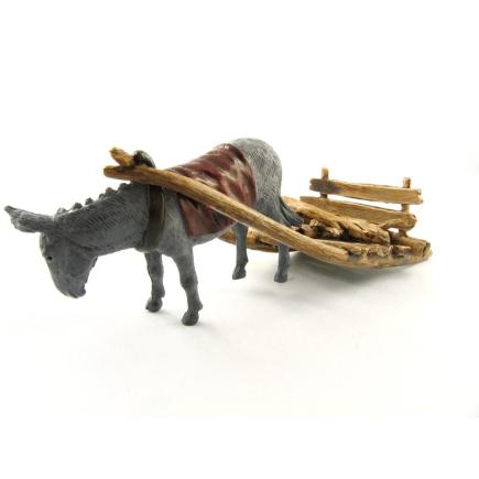 Cart with donkey, 10 cm