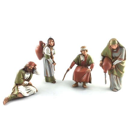 Women at the well and camel drivers, 10 cm (4 figures) - Landi Moranduzzo figurines