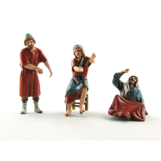 Potter, Mason and Seated Shepherd Group, 10 cm - Landi Moranduzzo Figurines