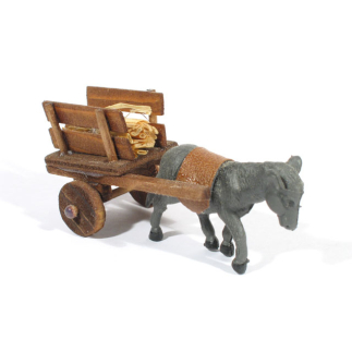 Small cart with donkey and straw