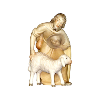 Bent shepherd with sheep Rudolf nativity scene 9 cm