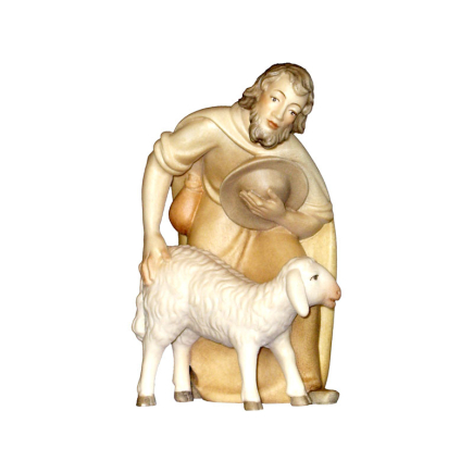 Bent shepherd with sheep Rudolf nativity scene 9 cm