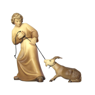 Shepherd with stubborn goat Rudolf Nativity Scene 9 cm