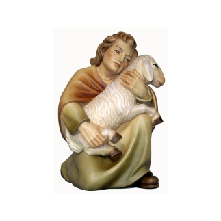 Shepherd kneeling with sheep, Rudolf Nativity Scene, 9 cm