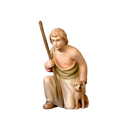 Kneeling shepherd with dog, Rudolf nativity scene, 9 cm