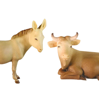 Ox and donkey Rudolf Nativity Scene 9 cm