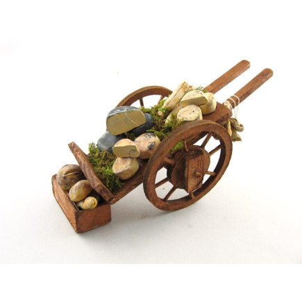 Bread and cheese cart for 10/12/13 cm nativity figurines with spoked wheels