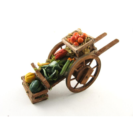 Fruit cart for 10/12/13 cm nativity figurines, spoked wheels