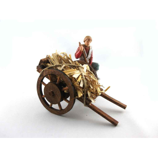 Hay cart for 10/12/13 cm nativity scene figurines with spoked wheels