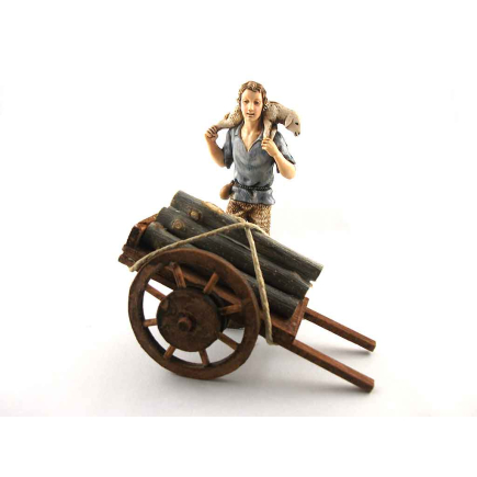 Firewood cart for 10/12/13 cm figures with spoked wheel