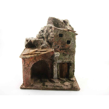 Small nativity scene house, height 10/11 cm (for 3.5 cm figures)