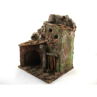 Small nativity scene house, height 10/11 cm (for 3.5 cm figures)