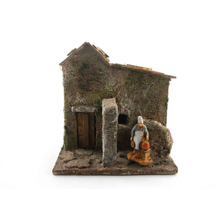 Nativity scene house, height 10/11 cm (for 3.5 cm figures)