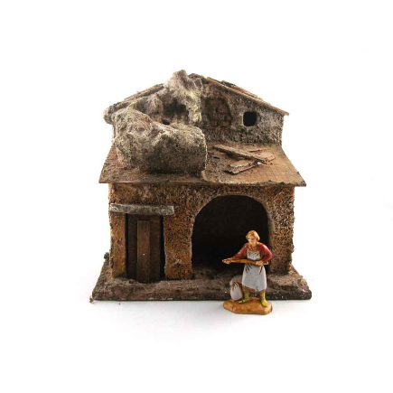 Nativity scene house, height 10/11 cm (for 3.5 cm figures)