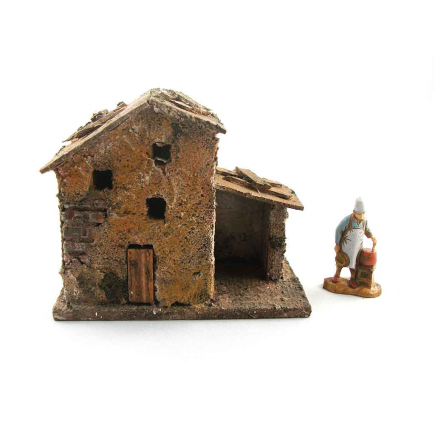 Nativity scene house, height 7/8 cm (for distant placement)