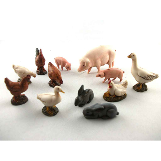 Farm animals, 12 figures for 10 cm - Landi Moranduzzo figurines