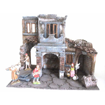 Type G house for nativity figurines 10 cm - 38 x 25 x 31 cm