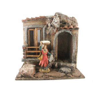 Type F house for nativity scenes for 10 cm figurines - 25 x 16 x 20 cm