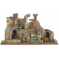 Complete nativity scene with lights and fountain