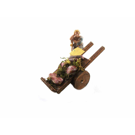 Meat and cured meats cart for 6–6.5 cm figurines, solid wheel.