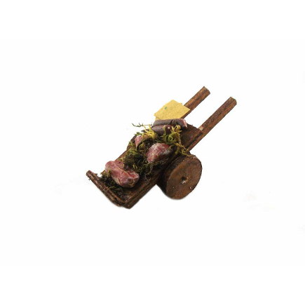 Meat and cured meats cart for 6–6.5 cm figurines, solid wheel.