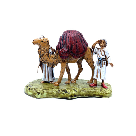 Group of two Moors from the Magi's entourage with 6 cm camel - Landi Moranduzzo figurines