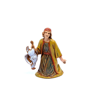 Kneeling Palestinian with chicken, 6.5 cm - Landi Moranduzzo figurines