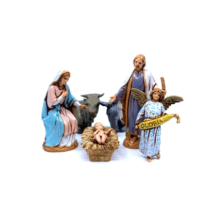 Palestinian Nativity 6 figures, 6.5 cm - Landi Moranduzzo figurines